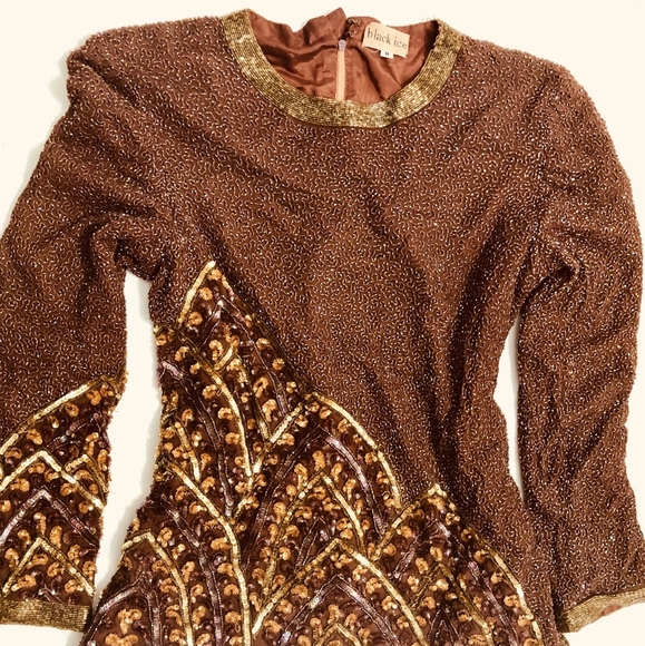 Tops - Vintage cira 1970s - 80s Silk Beaded Blouse